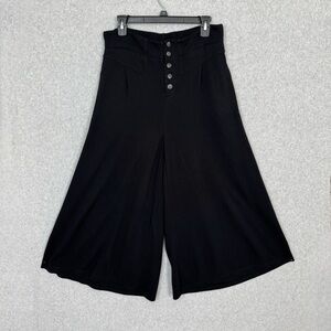 Ett:twa by Anthropologie Womens M  Black Lucerne Wide Leg Pants Culottes Baggy